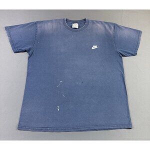 Rare Vintage Y2K Nike Swoosh Faded Thrashed Navy Blue XL Shirts Sports Hype Gym